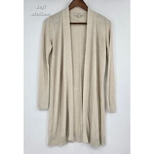 LOFT Open-Front Longline Ribbed Cardigan Sweater – Size M